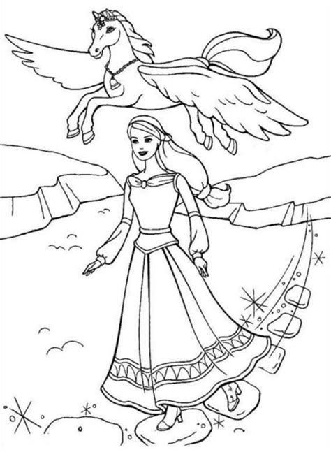 coloring pages barbie horse images