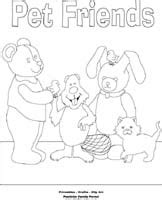 pet friends coloring page