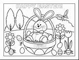 Coloring Easter Kids Bunny Pages Cartoon Print sketch template