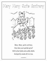 Mary Contrary Quite Preschool Nursery Allfreeprintable Kids Rhymes Rhyme sketch template