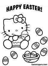 Easter Coloring Kitty Hello Pages Printable Getcolorings sketch template