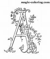 Coloring Pages Magic Flowered Alphabet Monogram Monograms Decorated Letter Flower Disney sketch template