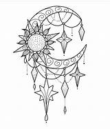 Dreamcatcher Henna Mond Mandalas sketch template