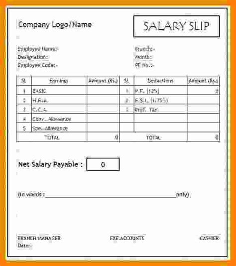 7 Salary Payslip Format Technician Salary Slip