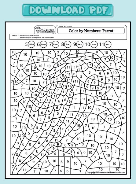 fun  interactive preschool worksheets color  numbers color