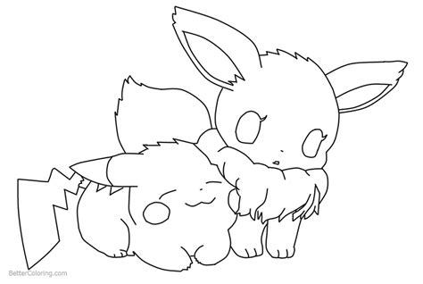chibi pikachu  eevee coloring pages  deathdaredevil