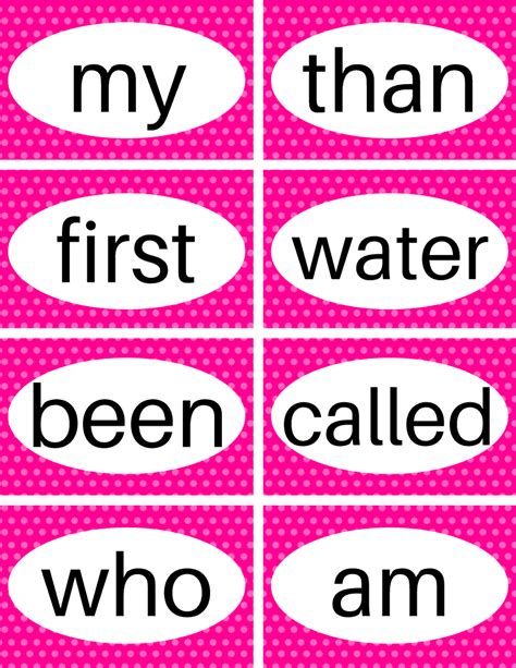 printable sight words flash cards   mother