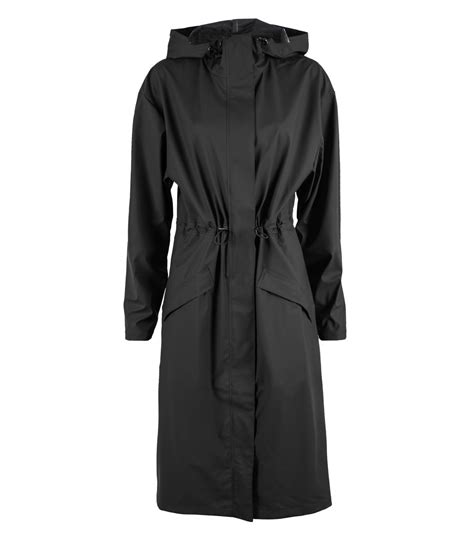 rains noon coat zwart prachtige lange dames regenjas regenjas regenjassen mode stijl