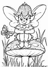 Coloring Elf Mushroom Pages Butterfly Elfen Coloring2000 Elfjes Thema Sheets Colouring Kids Painting Clip Feeën Cute Kleurplaten Print Stoner Sitting sketch template