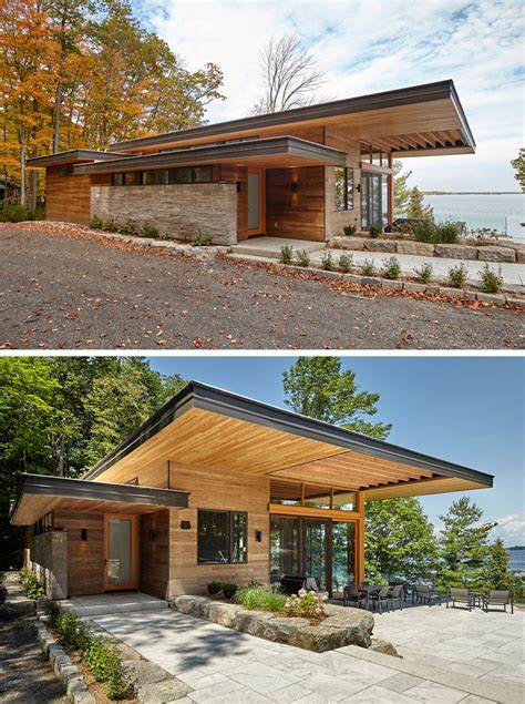 couple  contemporary cottages overlook  lake  canada contemporist