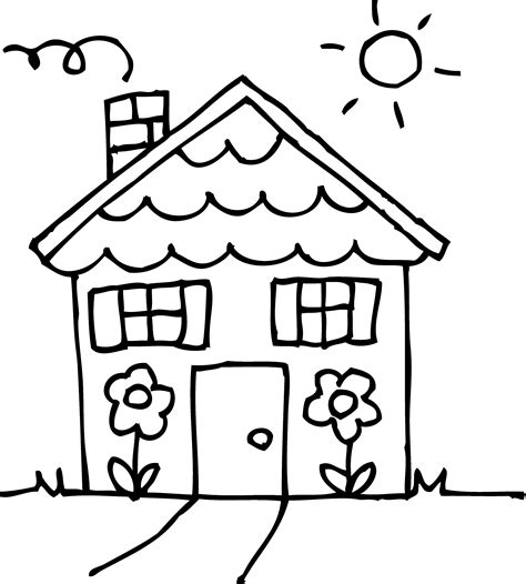 sunny day house coloring page  clip art