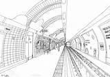 Underground Bahn Zeichnung Tinte Stift Londoner Drucken sketch template