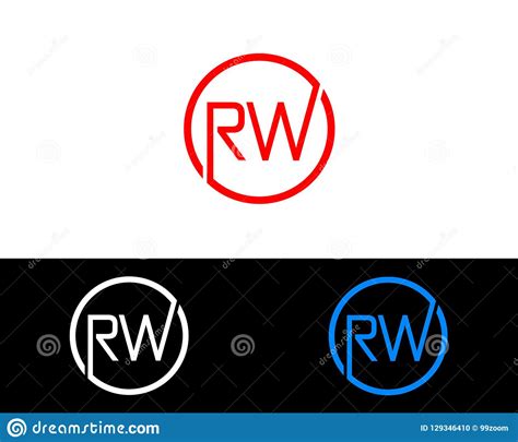 rw circle shape letter logo design stock vector illustration  design designn