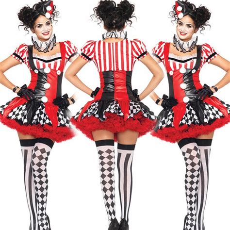 sexy circus outift cirque clown jester fancy dress halloween party