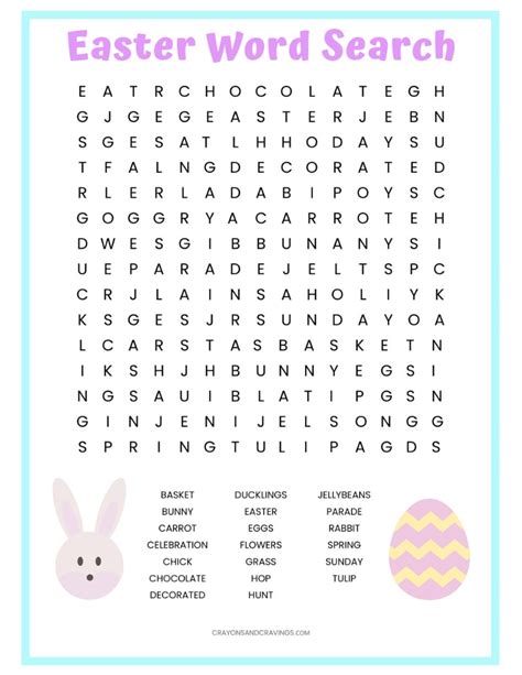 easter word search  printable worksheet  kids