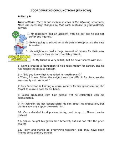 printables fanboys grammar worksheet agariohi worksheets printables