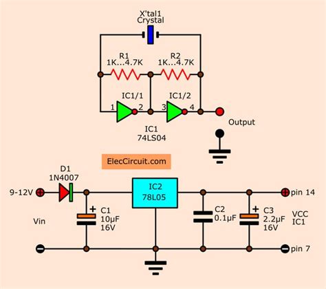 crystal oscillator circuits  cmos eleccircuitcom