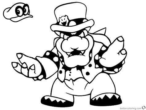 super mario odyssey coloring pages bowser  printable coloring pages