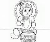 Krishna Drawing Coloring Pages Line Pencil Lord Baby Drawings Painting Outline Kids Printable Color Book Print Getdrawings Choose Board Mandala sketch template
