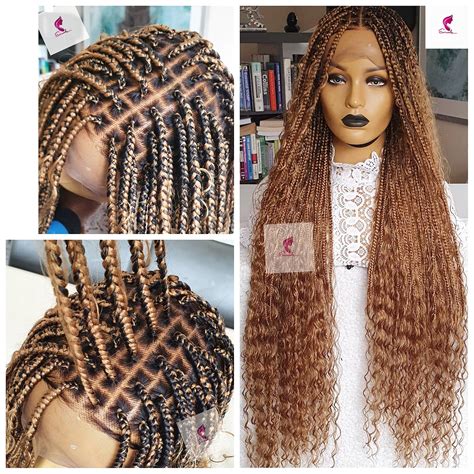 Boho Idi Box Braids Colour 27 Dark Roots Full Frontal Braided Wigs