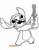 Stitch Coloring Pages Lilo Disneyclips Guitar Playing sketch template