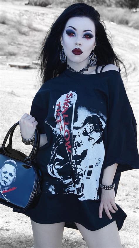 kristiana gothic fashion women black metal girl goth girls
