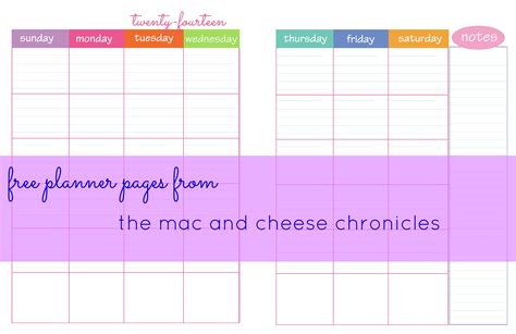 planner pages  mac  cheese chronicles