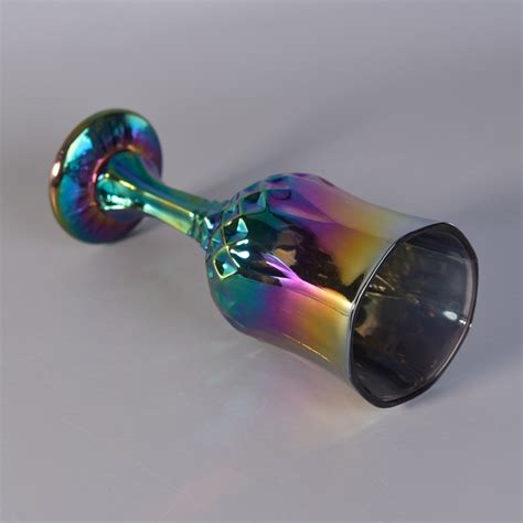 Gorgeous Glass Stemware With Iridescent Color， Glass Standing Cup