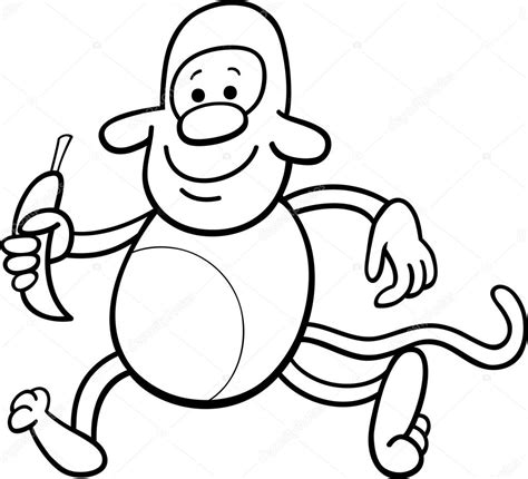 monkey  banana coloring page stock vector image  cizakowski