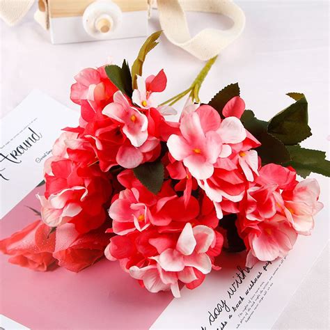 artificial bouquet bridal 6 heads flower diy wedding fake hydrangea