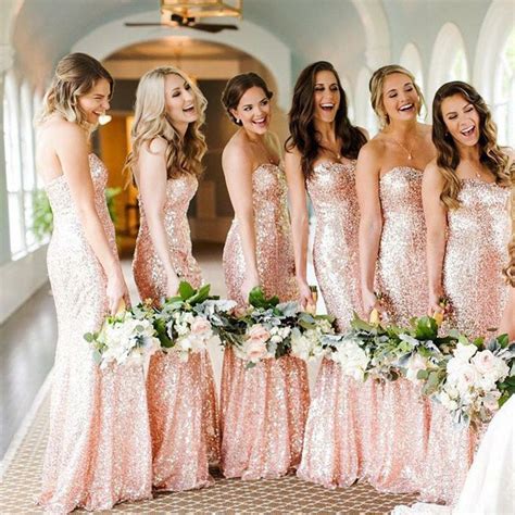 Mermaid Sparkly Newest Sweetheart Rose Gold Bridesmaid Dresses Bd0494