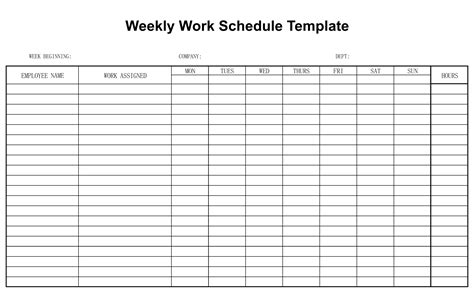 printable work schedule forms templates printable