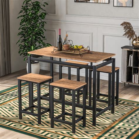 pc counter height dining set high table industrial dining table