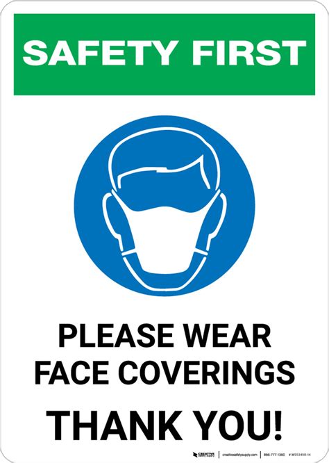safety   wear face coverings  icon portrait wall sign