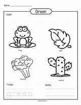 Green Coloring Things Worksheets Color Preschool Kindergarten Printable Colors Activities Kids Pages Trace Pre Yellow Printables Kidsparkz Red Learning Write sketch template