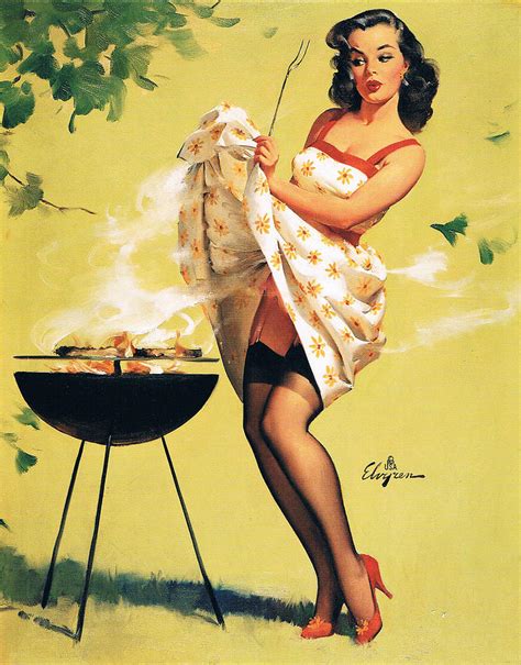 Barbecue Time Retro Pinup Girl Painting By Gil Elvgren