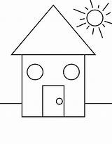 Shapes House Coloring Sun Under Pages Shape Color Preschool Kids Netart Drawing Kindergarten School Print Activities Drawings Visit Choose Board sketch template