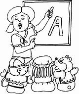 Teacher Coloring Pages Kids Girl sketch template