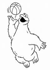 Coloring Cookie Monster Pages Basketball sketch template