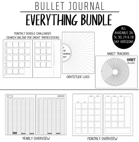 bullet journal pages printable template pages  etsy