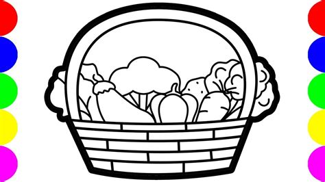 vegetables basket outline images vegetable basket coloring pages