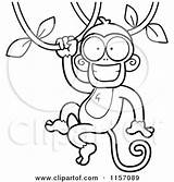 Monkey Swinging Vine Cartoon Clipart Coloring Happy Hanging Vector Thoman Cory Outlined Royalty Pages 2021 Getcolorings sketch template