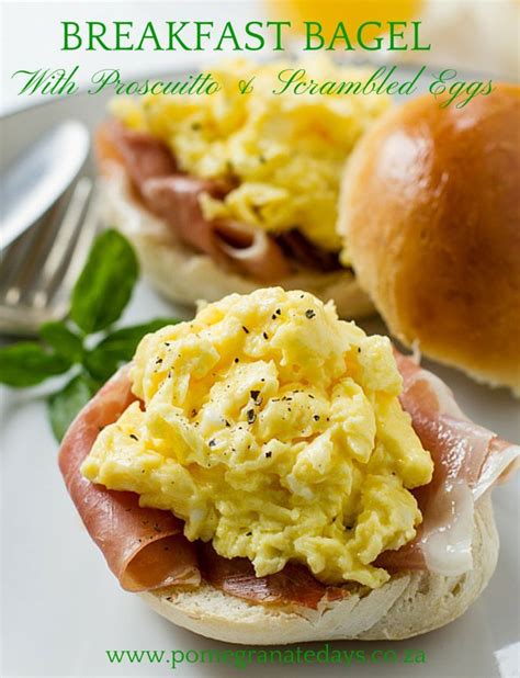 bagels  scrambled eggs proscuitto truffle oil pomegranate days