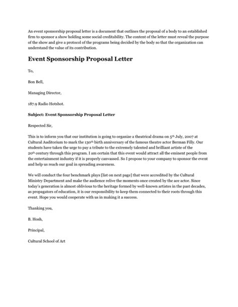 proposal  event sponsorship letter gotilo