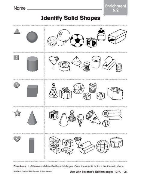 Solid Shapes Worksheets For Kindergarten Worksheets Master
