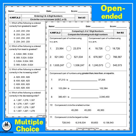 comparing  ordering numbers worksheets grade    expertuition