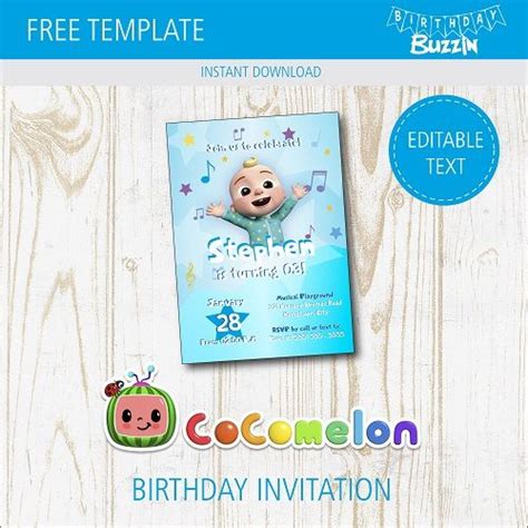 printable cocomelon birthday party invitations birthday buzzin