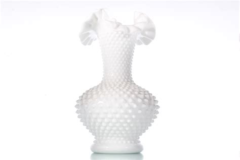Lot Fenton White Milk Glass Hobnail Vase