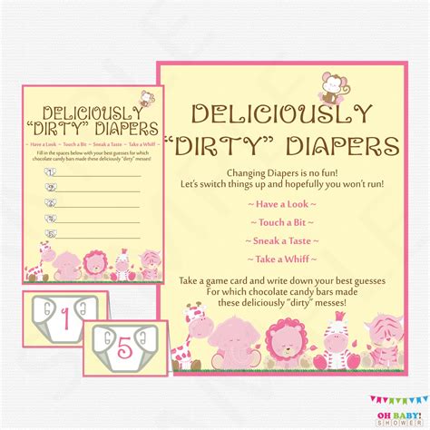 dirty diaper baby shower game template   baby shower dirty