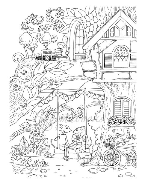 coloring page   image   house   background  trees